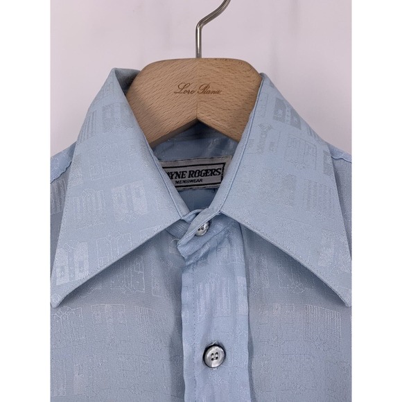 Vintage 70's Wayne Rogers Disco Polyester Shirt Size S/M - Picture 3 of 10